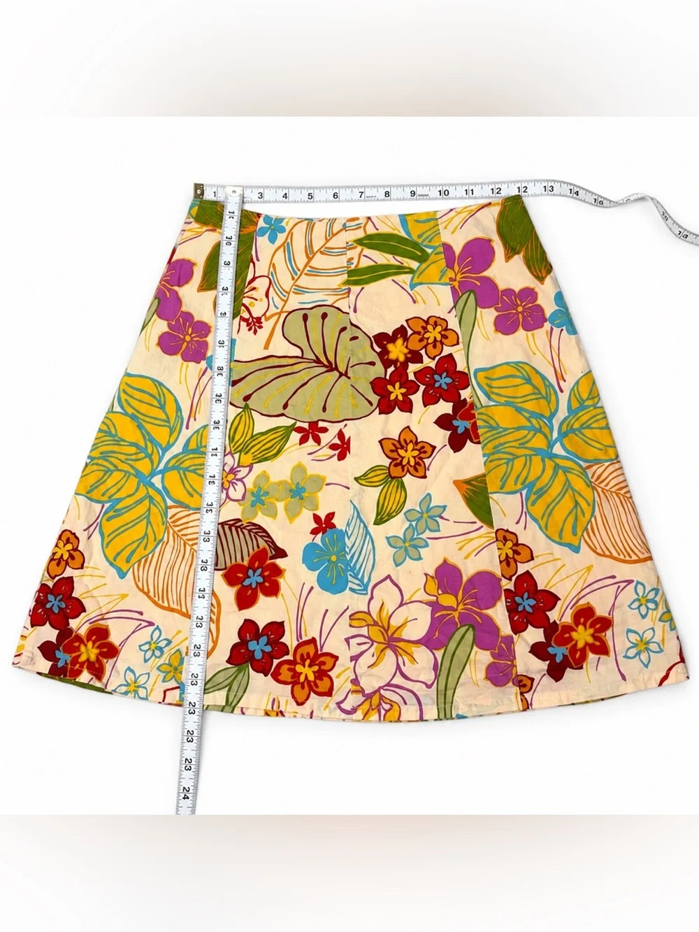 IZOD Tropical Floral Cotton A-Line Skirt Size 4 Colorful Resort Y2K
